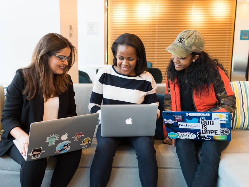 Team collaborating on a social media strategy